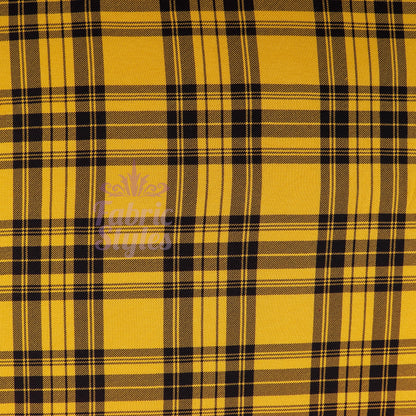 Mustard Tartan Black Plaid Check Viscose Elastane Fabric