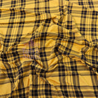 Mustard Tartan Black Plaid Check Viscose Elastane Fabric