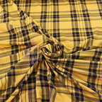 Mustard Tartan Black Plaid Check Viscose Elastane Fabric