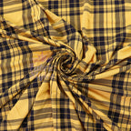 Mustard Tartan Black Plaid Check Viscose Elastane Fabric