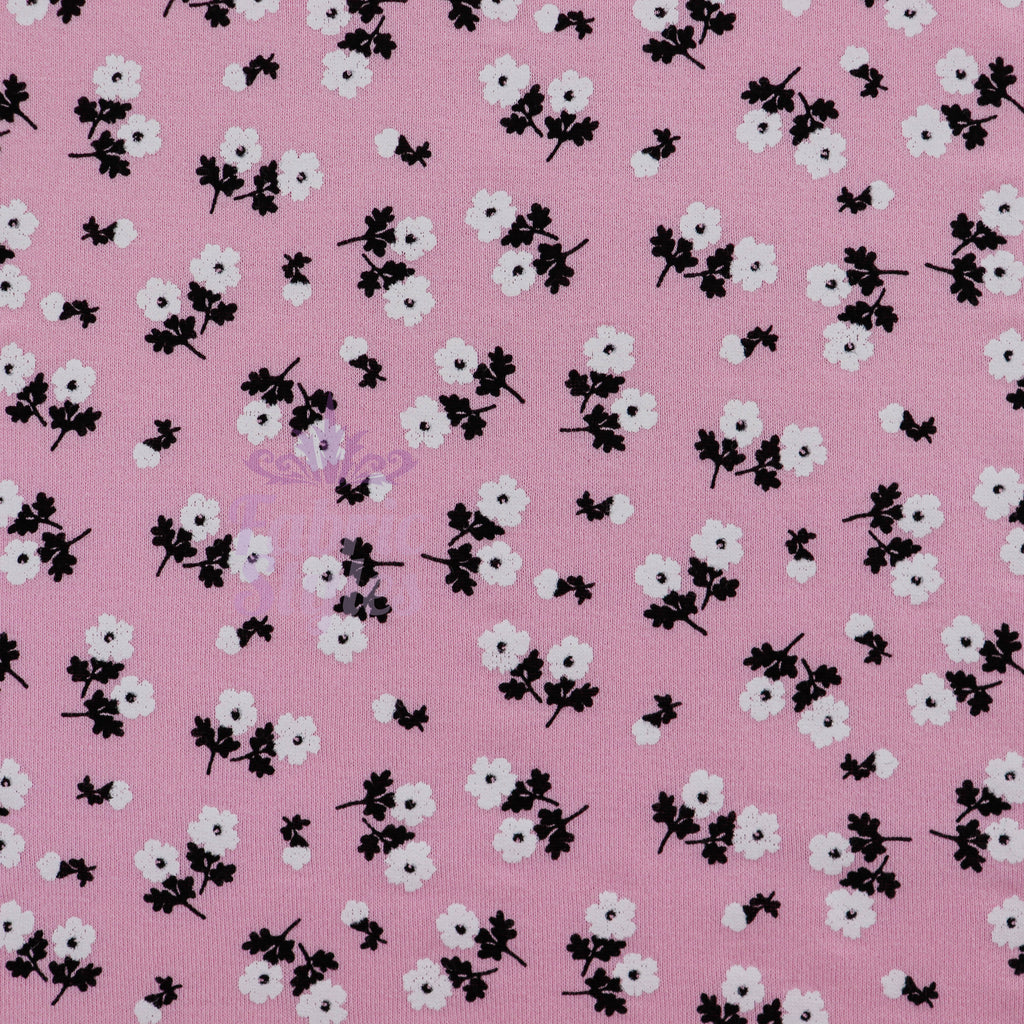 Pink Ditsy Floral Viscose Elastane Fabric