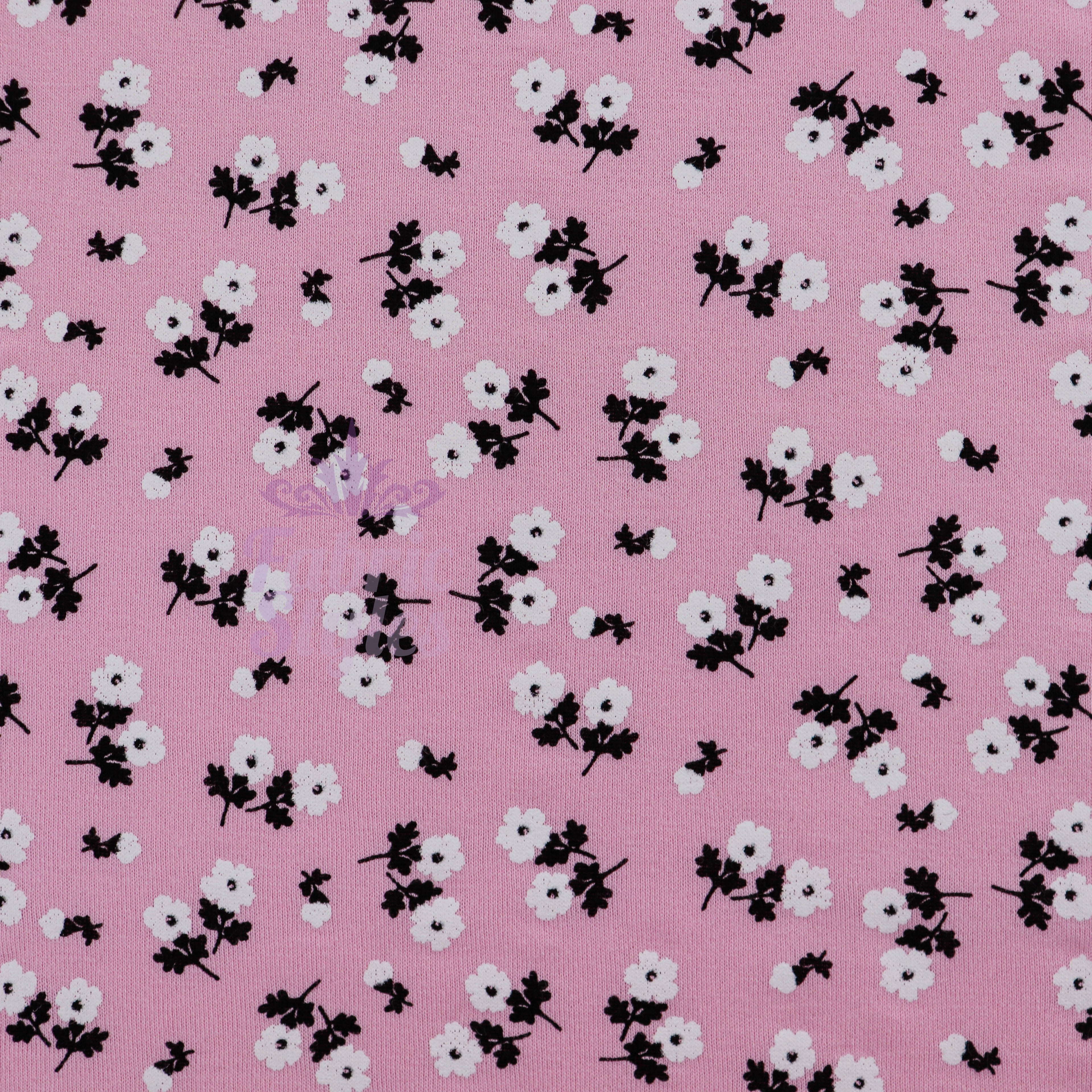 Pink Ditsy Floral Viscose Elastane Fabric