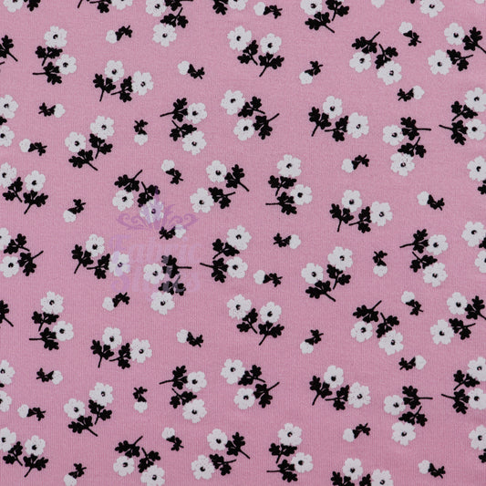 Pink Ditsy Floral Viscose Elastane Fabric