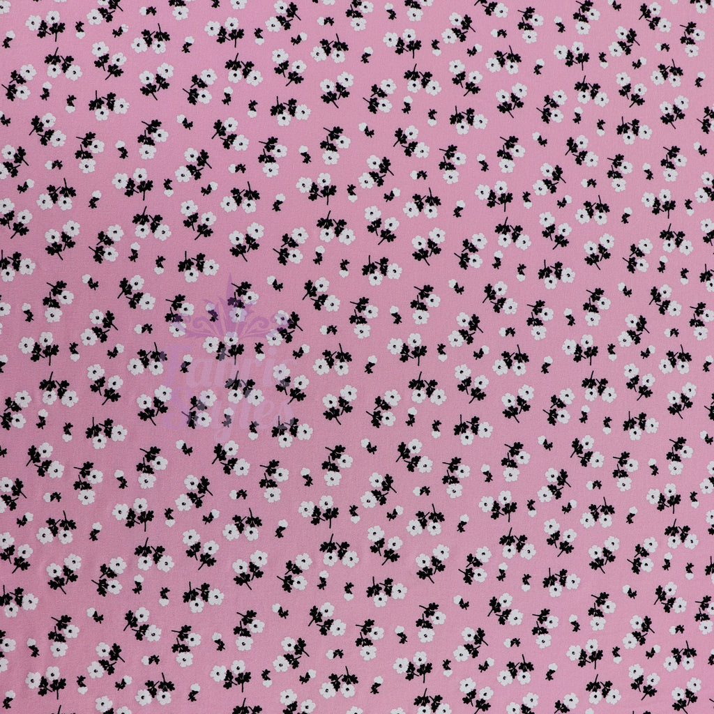 Pink Ditsy Floral Viscose Elastane Fabric