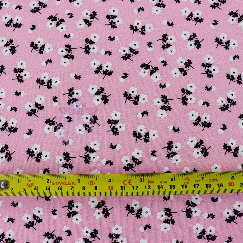 Pink Ditsy Floral Viscose Elastane Fabric