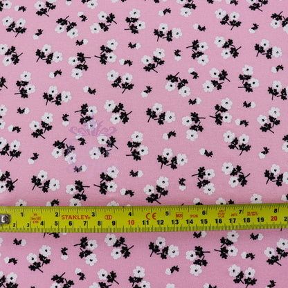 Pink Ditsy Floral Viscose Elastane Fabric