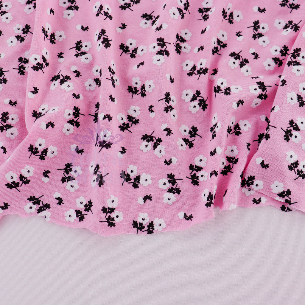Pink Ditsy Floral Viscose Elastane Fabric