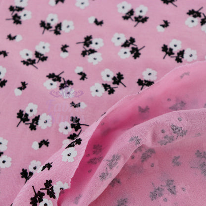 Pink Ditsy Floral Viscose Elastane Fabric