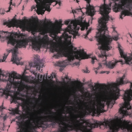 Pink Tie Dye with Black Viscose Elastane Fabric