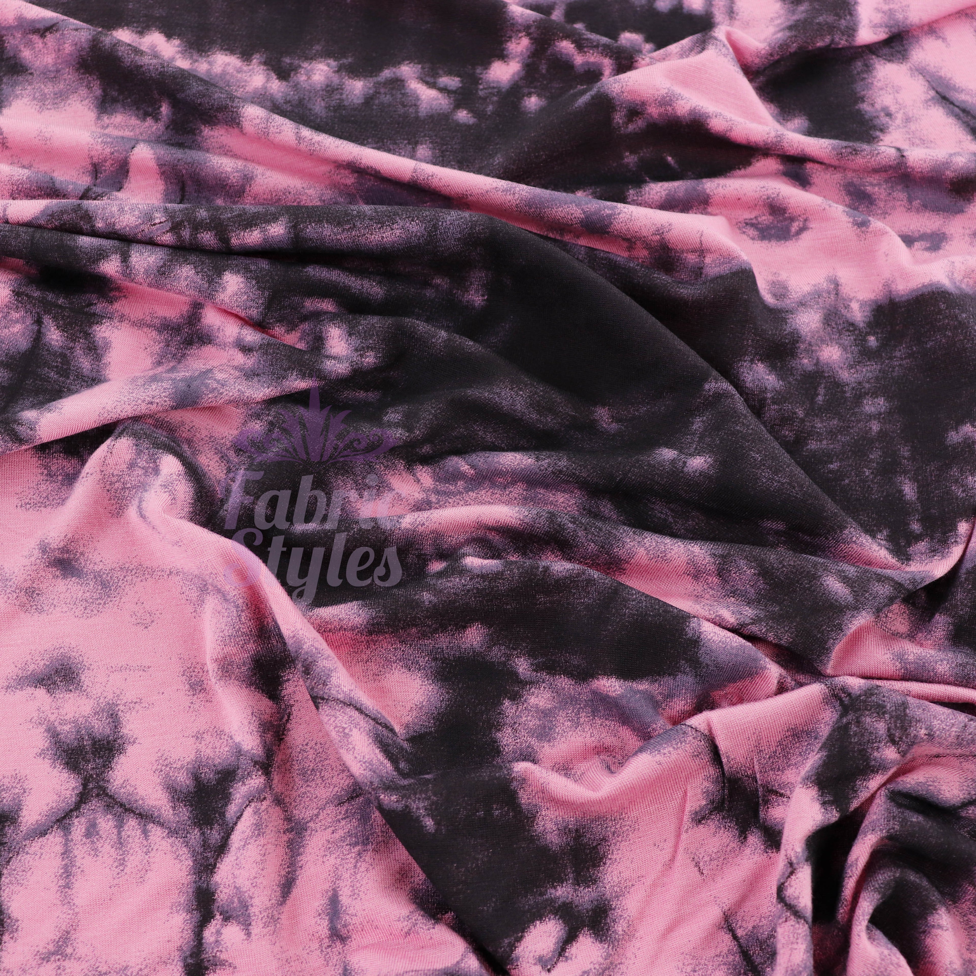 Pink Tie Dye with Black Viscose Elastane Fabric