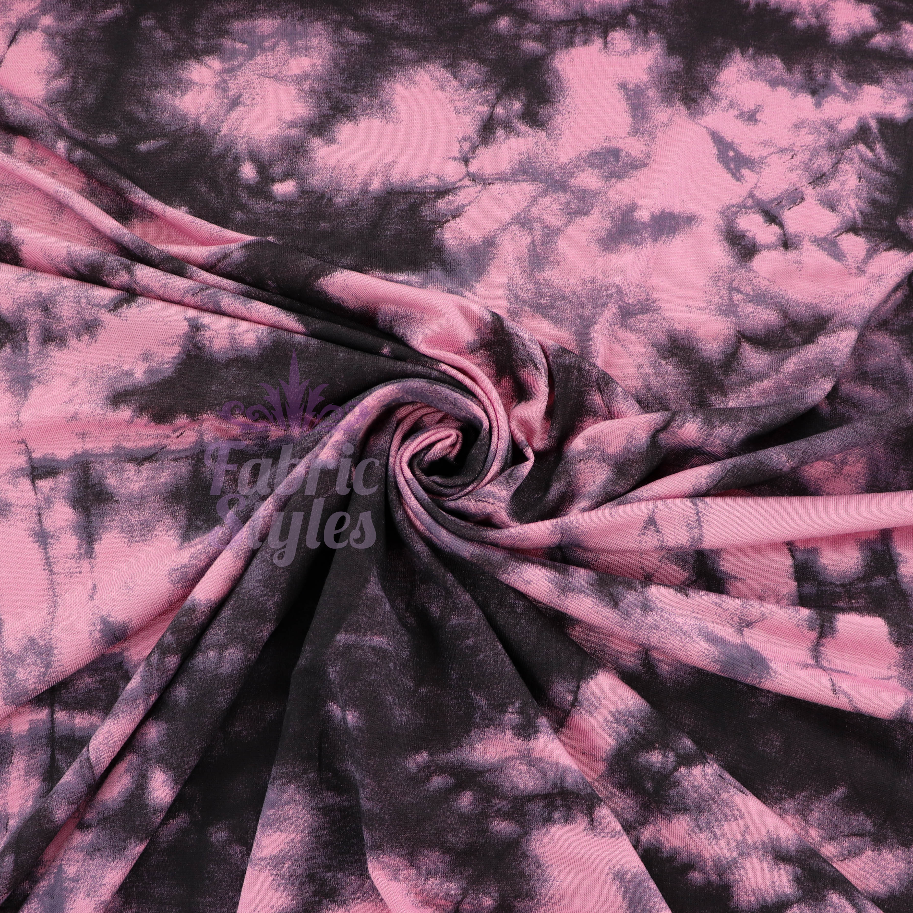Pink Tie Dye with Black Viscose Elastane Fabric
