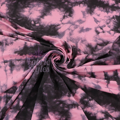 Pink Tie Dye with Black Viscose Elastane Fabric