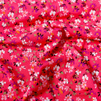Magenta Floral Ditsy Flowers Viscose Elastane Fabric