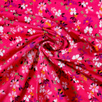 Magenta Floral Ditsy Flowers Viscose Elastane Fabric