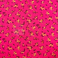 Magenta Floral Yellow Black Flowers Viscose Elastane Fabric