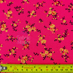 Magenta Floral Yellow Black Flowers Viscose Elastane Fabric