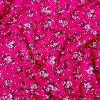 Pink Floral Black Polka Dot Viscose Elastane Fabric