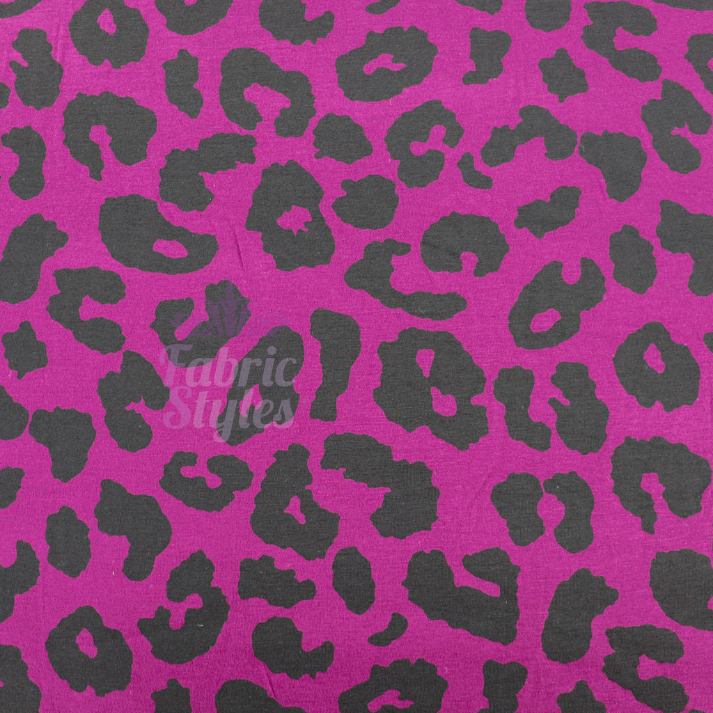 Purple Leopard Viscose Elastane Fabric