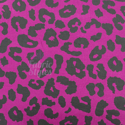 Purple Leopard Viscose Elastane Fabric