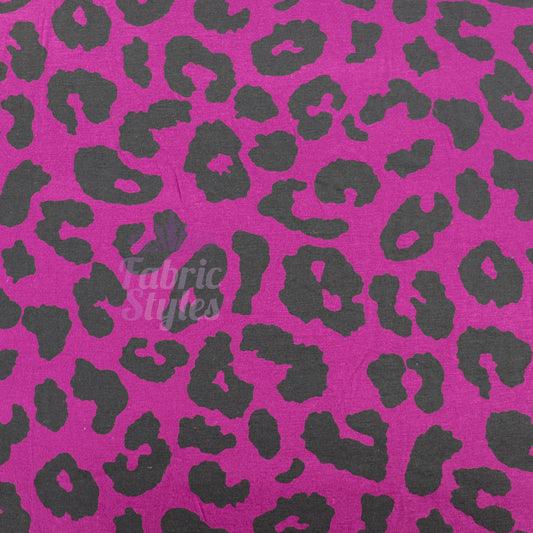 Purple Leopard Viscose Elastane Fabric