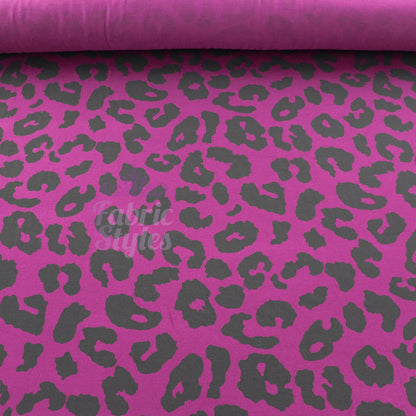 Purple Leopard Viscose Elastane Fabric