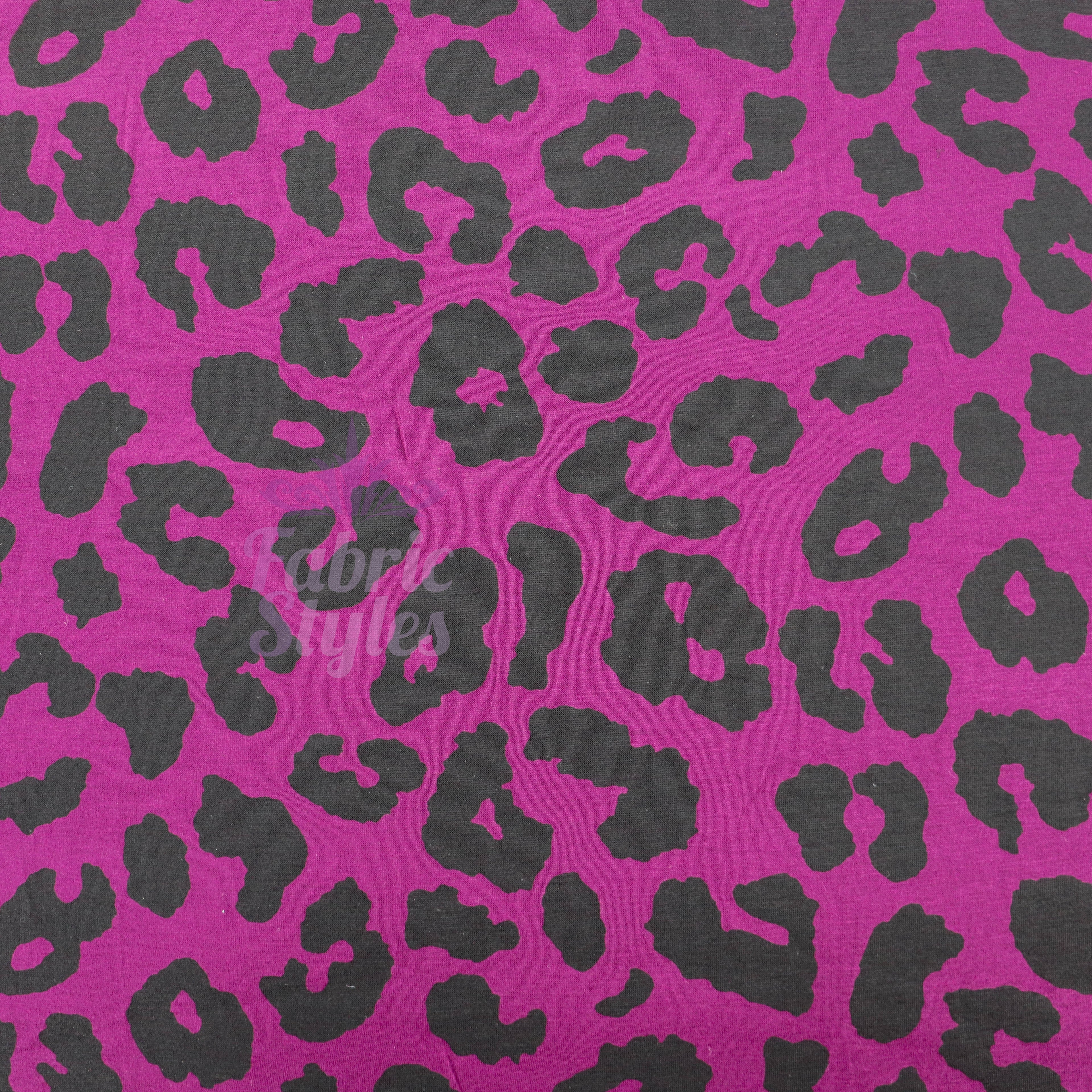 Purple Leopard Viscose Elastane Fabric