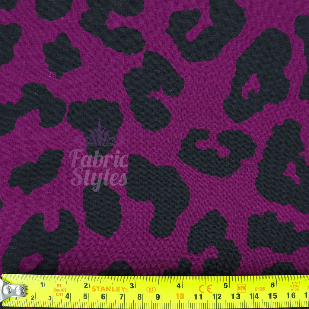 Purple Leopard Viscose Elastane Fabric