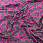Purple Leopard Viscose Elastane Fabric