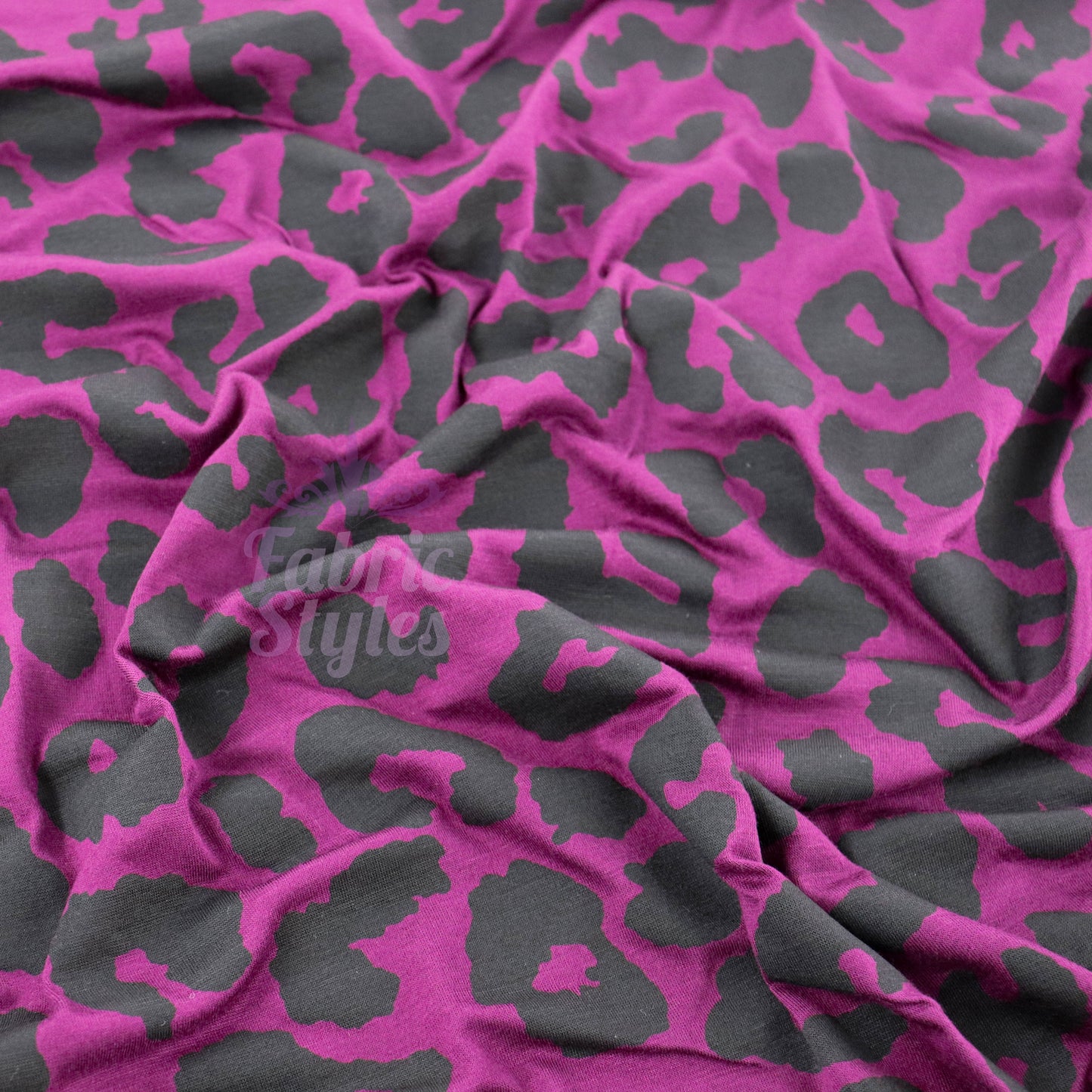Purple Leopard Viscose Elastane Fabric