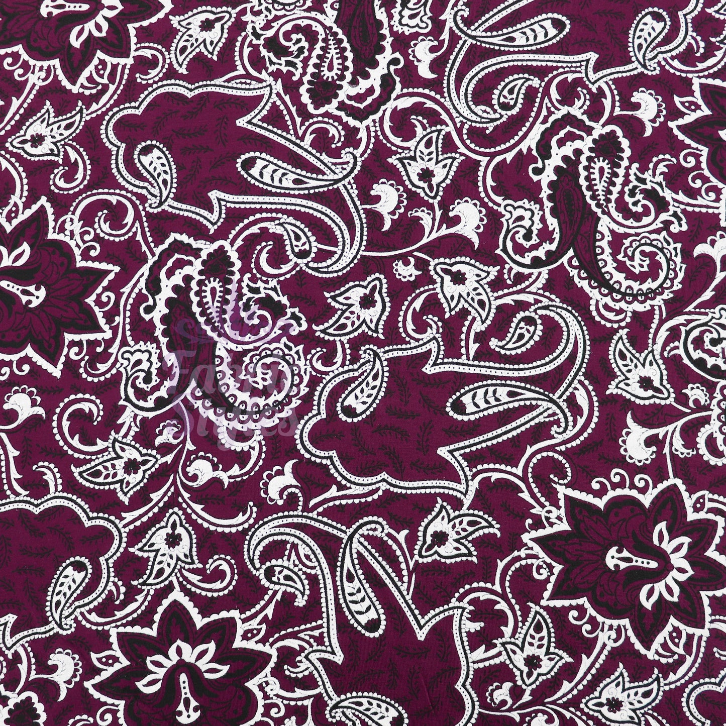 Wine Paisley Viscose Elastane Fabric
