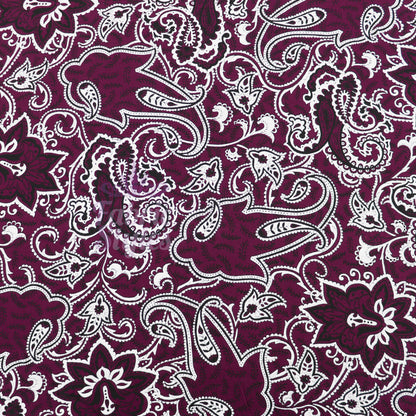 Wine Paisley Viscose Elastane Fabric
