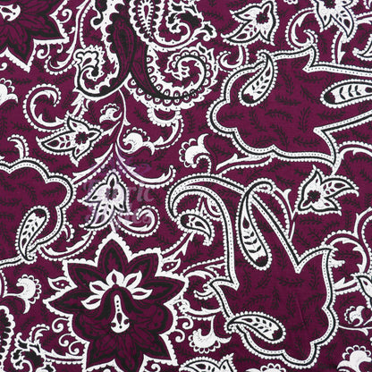 Wine Paisley Viscose Elastane Fabric