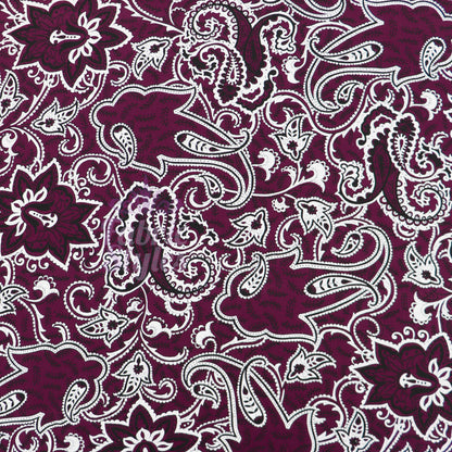 Wine Paisley Viscose Elastane Fabric