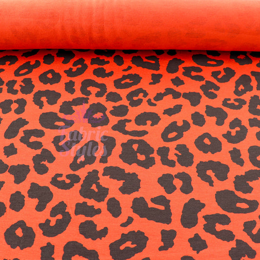 Leopard Rust Black Spots Viscose Elastane Fabric