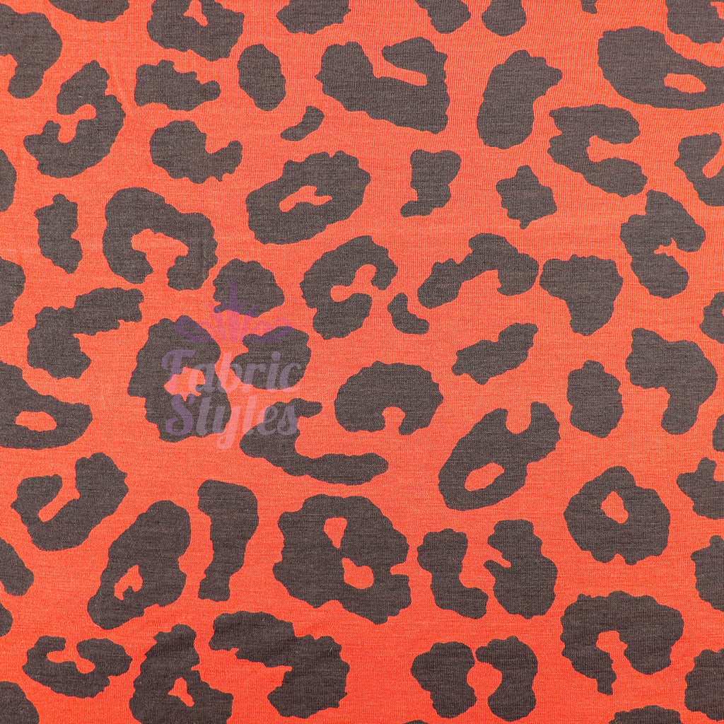Leopard Rust Black Spots Viscose Elastane Fabric