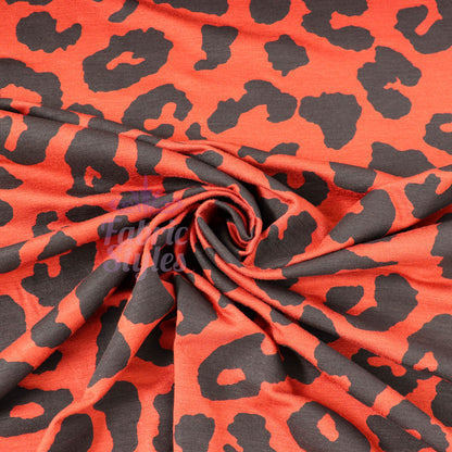 Leopard Rust Black Spots Viscose Elastane Fabric