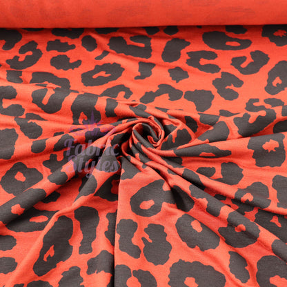 Leopard Rust Black Spots Viscose Elastane Fabric