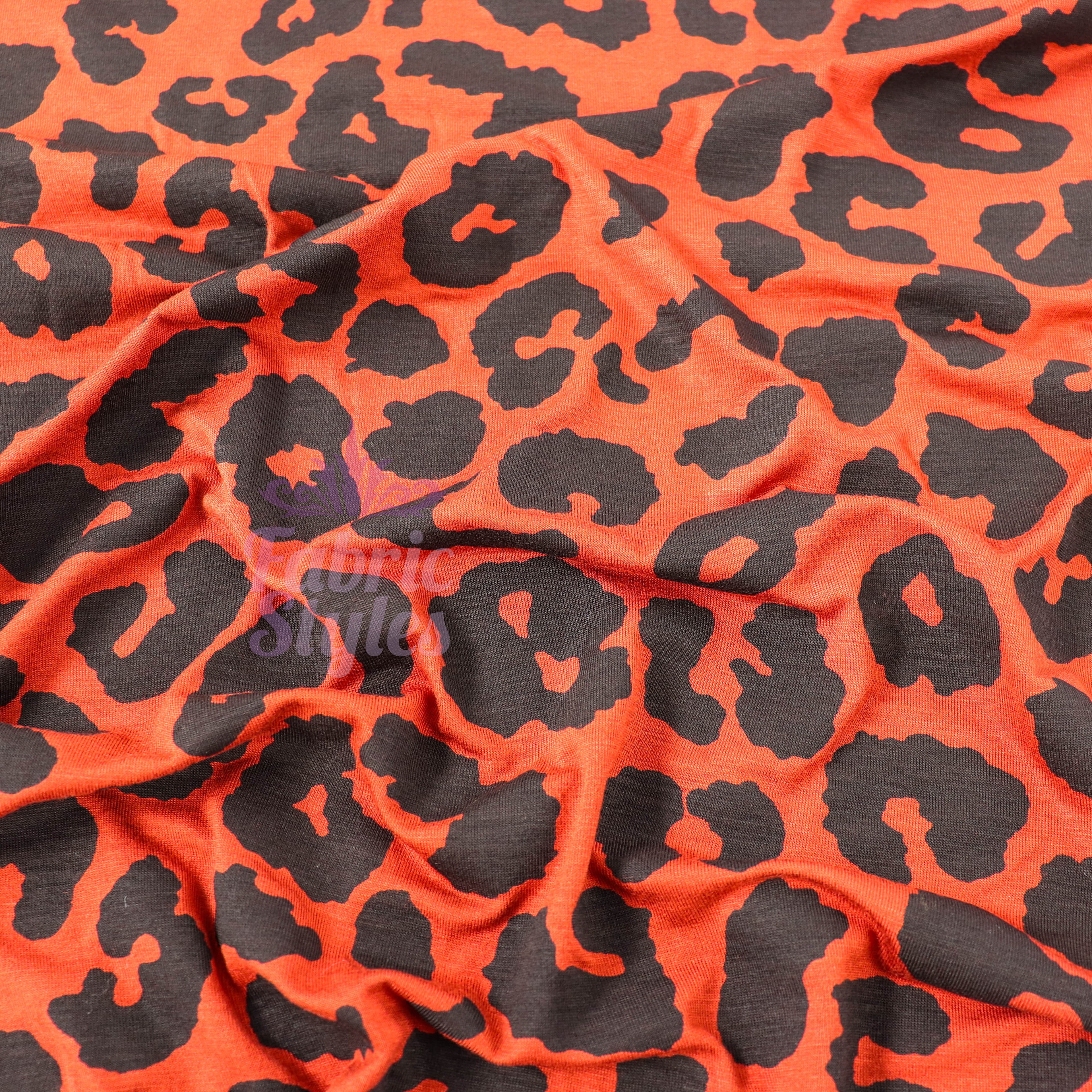 Leopard Rust Black Spots Viscose Elastane Fabric
