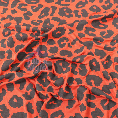 Leopard Rust Black Spots Viscose Elastane Fabric