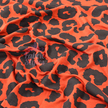 Leopard Rust Black Spots Viscose Elastane Fabric