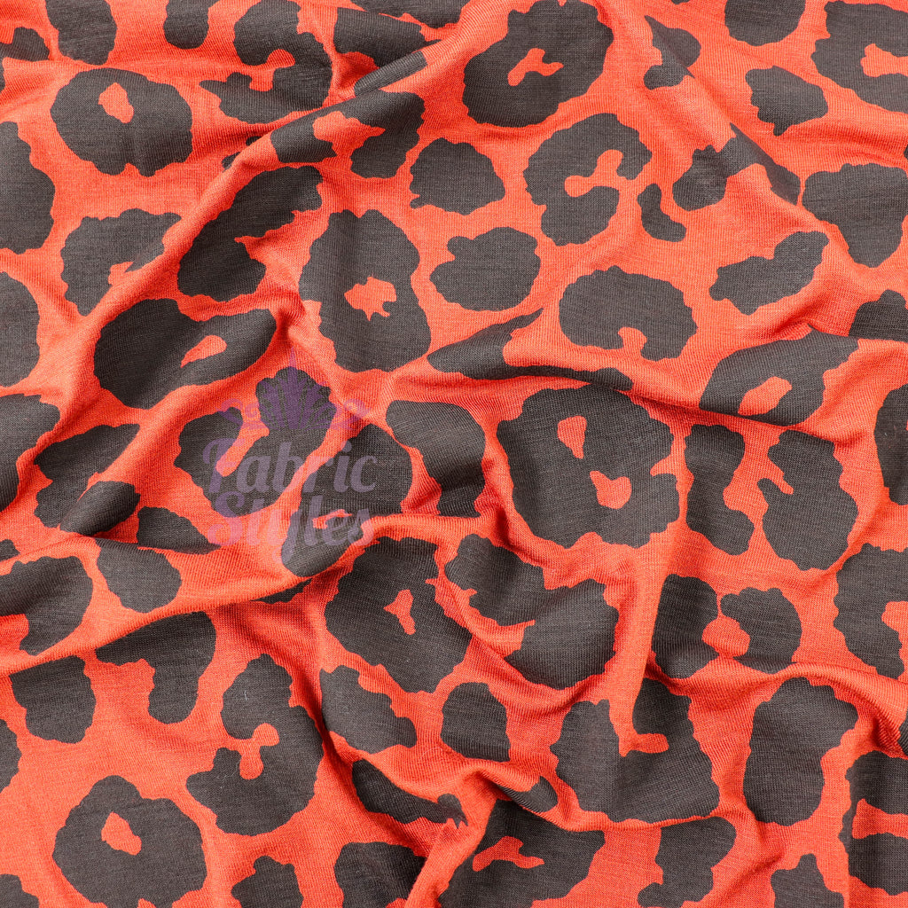 Leopard Rust Black Spots Viscose Elastane Fabric