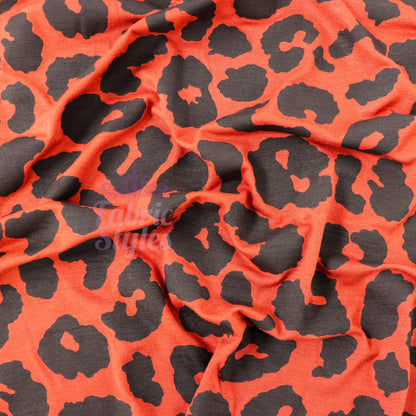 Leopard Rust Black Spots Viscose Elastane Fabric