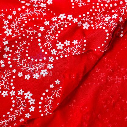 Red Swirl Floral Viscose Elastane Fabric