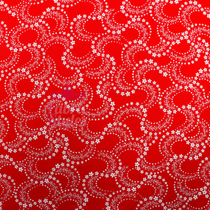 Red Swirl Floral Viscose Elastane Fabric