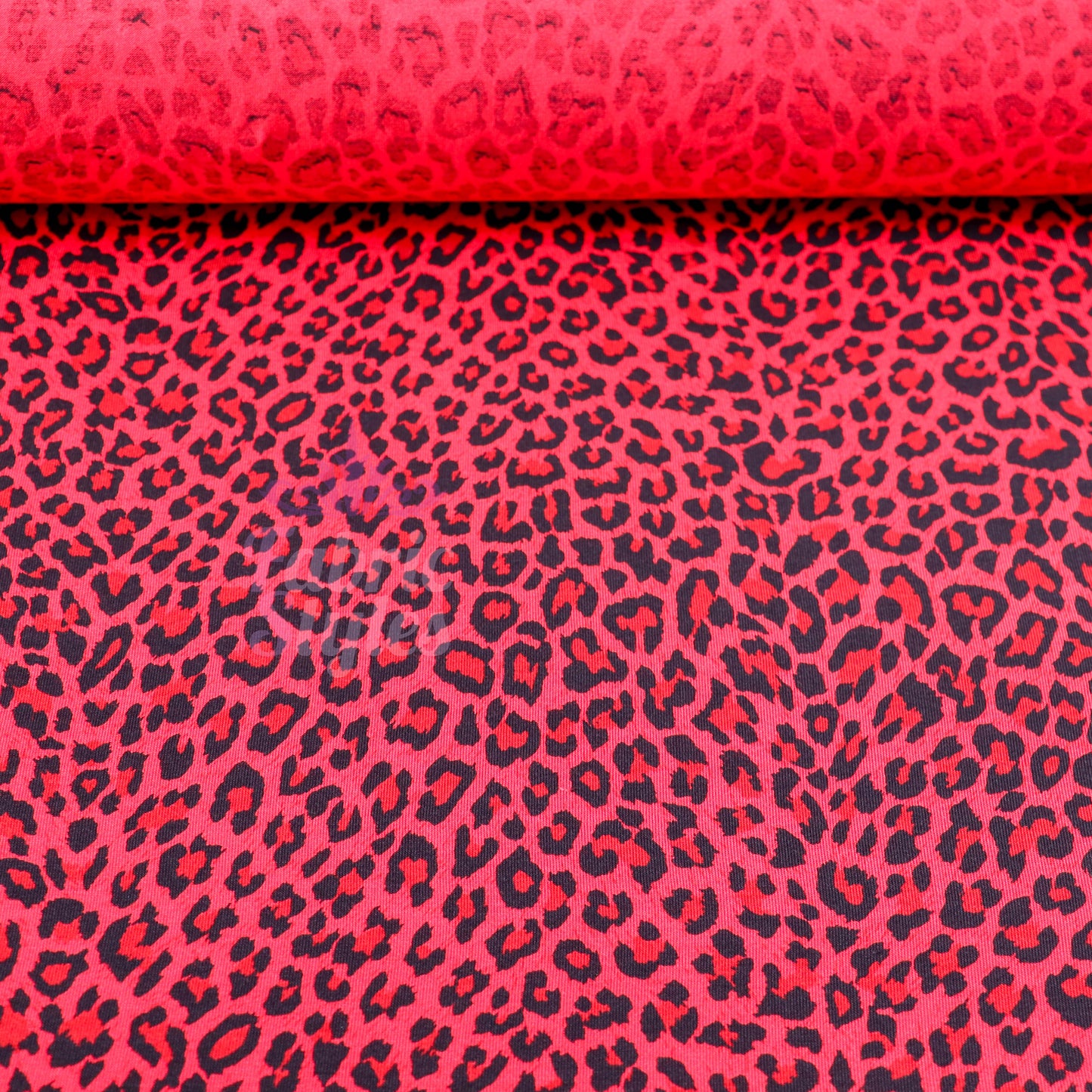 Red Leopard Animal Viscose Elastane Fabric