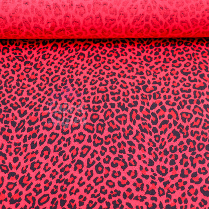 Red Leopard Animal Viscose Elastane Fabric