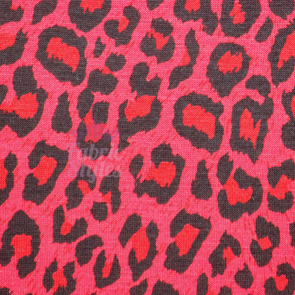 Red Leopard Animal Viscose Elastane Fabric