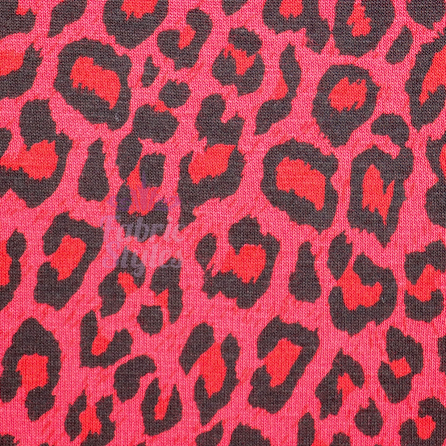 Red Leopard Animal Viscose Elastane Fabric