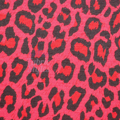 Red Leopard Animal Viscose Elastane Fabric