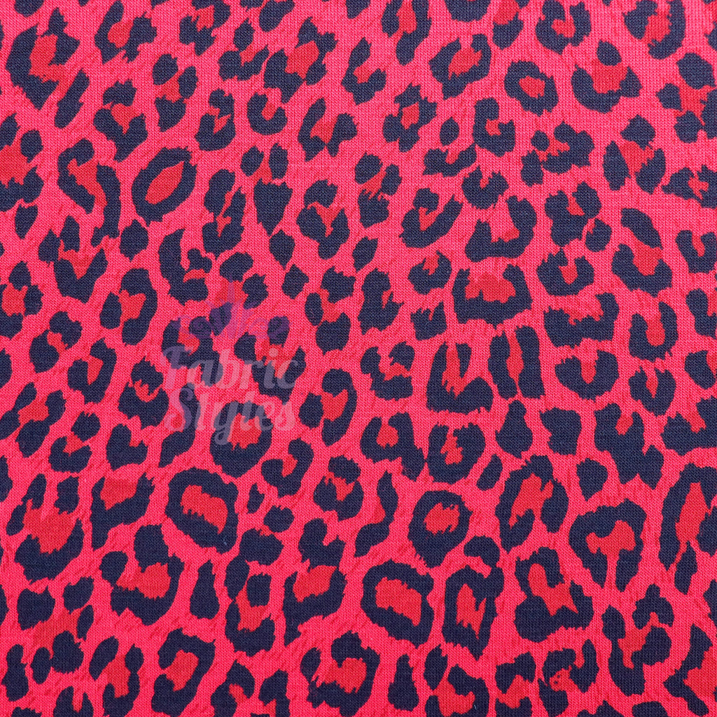 Red Leopard Animal Viscose Elastane Fabric